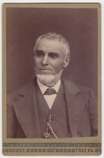 PORTRAIT OF IDENTIFIED ELDERLY GENTLEMAN : TROY, PENNSLVANIA : CABINET CARD 1887 picture