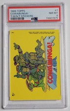 1989 Topps Teenage Mutant Ninja Turtles TMNT Series 1 Sticker #7 Cowabunga PSA 8 picture