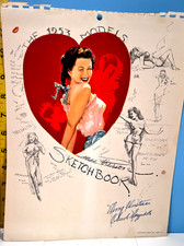 1953 Earl MacPherson Pinup Girl Sketchbook Models Cover Page Signed by Chuck picture