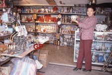 #XX139- op Old 35mm Slide Photo- Woman inside Store -Hong Kong - 1984 picture