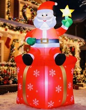 8FT Giant Heavy-Duty Inflatable Santa Sitting on Gift Box With Built-In LED’S picture