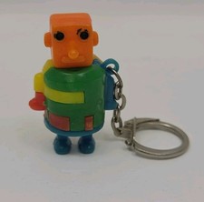 Vintage Plastic Pull Apart Puzzle Multi Color ROBOT Keychain Key Ring Hong Kong picture
