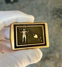 Blackbeard’s Flag 1718 “No Quarter” Zippo Armor Brass Deep Engraved Jolly Roger picture
