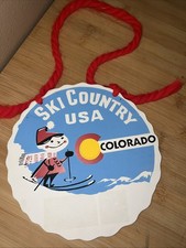 Vintage Ski Country USA Colorado Round Decorative Hanging Sign- Print Cardboard picture