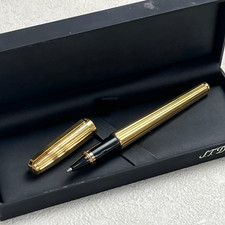 Vintage ST Dupont Olympio Godron Gold Plated Rollerball Pen Made in France BS238 picture