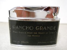Vtg ANCO DeLuxe RANCHO GRANDE Spain Mexico Business Card Flat Cigarette Lighter picture