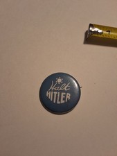 RARE WW2 Halt Hitler Blue & White Anti-Nazi Propaganda Pin W/Star of David 1.7