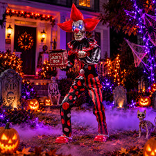 Home Accents 6 FT Checkmate Chuckles Animated LED Clown Halloween 26SV25541 picture