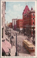 Vintage 1908 DENVER Colorado Postcard 16TH STREET Downtown Scene / Capitol View picture