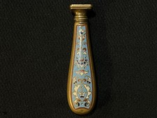 Antique French Wax Seal -Champleve Enamel -Letter Monogram -Late Victorian era picture