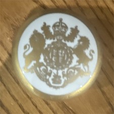 Vintage Royal Collection Trust Fine Bone China Trinket Pill Box Gold Crest Gilt picture