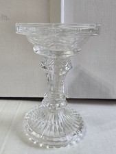 Vintage Shannon Crystal Taper Candlestick Holder Clear Glass Hexagon Top 6