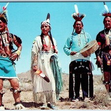 c1950s Native American Ceremonial Dress Taos Feather Headdress Drum Desert A378 picture