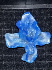 Daum Glass Blue Iris Paperweight Made In France Rare Vintage Collectors picture
