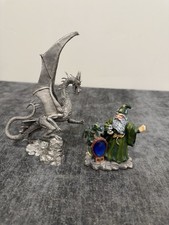 Ral Partha Pewter Winged Dragon Dungeons & Dragons Figure PP730 W/Wizard Figure picture