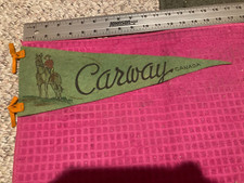 Vintage CARWAY ALBERTA CANADA Souvenir Banner FLAG Pennant MOUNTIE -Fast Shipper picture