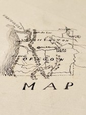 1873 Original Hand Drawn Oregon Washington Territory Map Signed S.M. Curwen picture