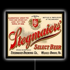 Stegmaier Beer - Wilkes Barre Pennsylvania NEW LED Hanging Lighted Sign: 18x23