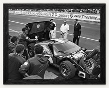 12X9.5 FRAMED 1966 LE MANS #3 FORD GT40 DAN GURNEY JERRY GRANT PHOTO REPRO PRINT picture