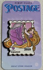 Great Stone Dragon RAPUNZEL STAMP First Class Postage Disney Fantasy Pin LE Gold picture