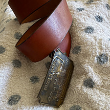 Denver & Rio Grande RR Durango to Silverton Train Belt Buckle w/ Brown Belt. 33 picture