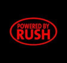 POWERED BY RUSH VINYL WINDOW DECAL RED 4