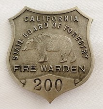 Rare 1900s Antique California State Board Of Forestry Fire Warden Badge #200 picture