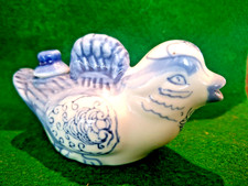Vintage Chinoiserie NOS Blue & White Duck - Phoenix Bird Porcelain Sauce Creamer picture