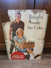 Vintage 1940s Coca-Cola Cardboard Sign 
