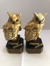 ANTIQUE MARION BRONZE WISE SCHOOL BOOK ART STATUE SCULPTURE NIGHT OWL BOOKENDS  picture