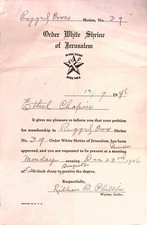 Order White Shrine of Jerusalem IN Hoc Signo 1946 Membership Letter Document picture