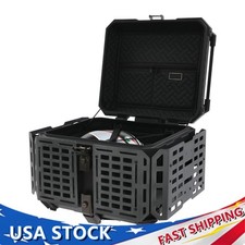 55L Motorcycle Rear Top Box Black Aluminium Alloy Tail Carrier Luggage Toolcase picture