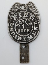 Vtg Doyle 1 Hose Fire Department Aluminum Sign Marker Badge Cheektowaga NY picture