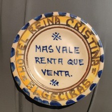 Vintage Spanish Quotes Decorative Plates 5.25”D  Hand Painted Folk Art  Spain picture