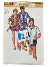 Vintage 70s Simplicity 9434 Sewing Pattern Size 38 Swim Shorts & Shirt Retro CUT picture