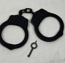 Vintage Triple K Brand Black Handcuffs With Key Pre Owned picture