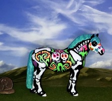 OOAK Breyer cm Custom Stablemate Horse Georgio *Glossy Whimsical Sugar Skull * picture