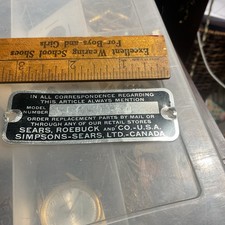 Sewing Machine Cabinet Sears Roebuck Identification Tag picture