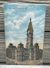 Vintage Postcard The Outside Of City Hall Philadelphia PA Antiqued Color Photo picture