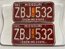 Missouri License Plate Pair of License Plates 1997 DECEMBER ZBJ 532 picture