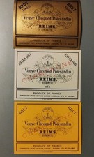 Lot of 3 Vintage Veuve Clicquot Champagne Labels-NOS Specimens 1969 Vintage Brut picture