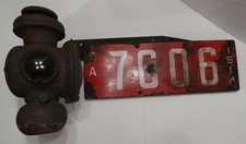 1914 California Porcelain License Plate Model T Brack Taillight Low 4 Numbers ++ picture