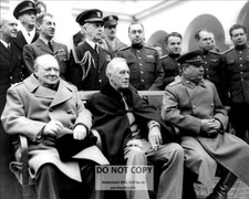 ROOSEVELT, CHURCHILL & STALIN DURING 1945 YALTA CONFERENCE - 8X10 PHOTO (BT-420) picture
