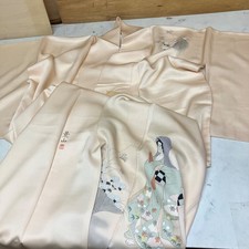 Vintage Japanese Silk Kimono Bijinga Beauty Lady Art Houmongi picture
