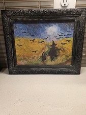VTG Pier 1 Van Ghost Painting Witch Black Cat In A Field  picture