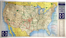 1943 ATCHISON, TOPEKA AND SANTA FE RAILROAD vintage 20x36 map of the USA & World picture