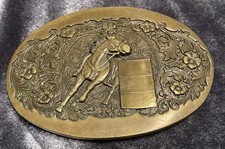 Vintage Award Design Medals Solid Brass Belt Buckle Barrel Racer Western OKLA picture