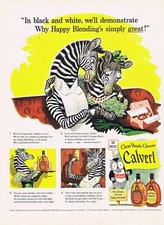 1943 Vintage CALVERT SPECIAL & RESERVE BLENDED WHISKEY AD ROMANTIC ZEBRAS, OWLS picture