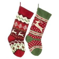 Kurt Adler 20-inch Knit Reindeer Stockings 2 Assorted picture
