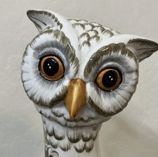 Vintage Italian Hollywood Regency Elongated Glazed Porcelain Owl Statue Catbird  picture